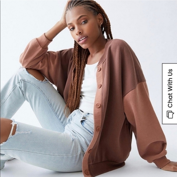 PacSun Womens Oversized ColorBlock Button Sweater Cardigan Size XS - Picture 1 of 12